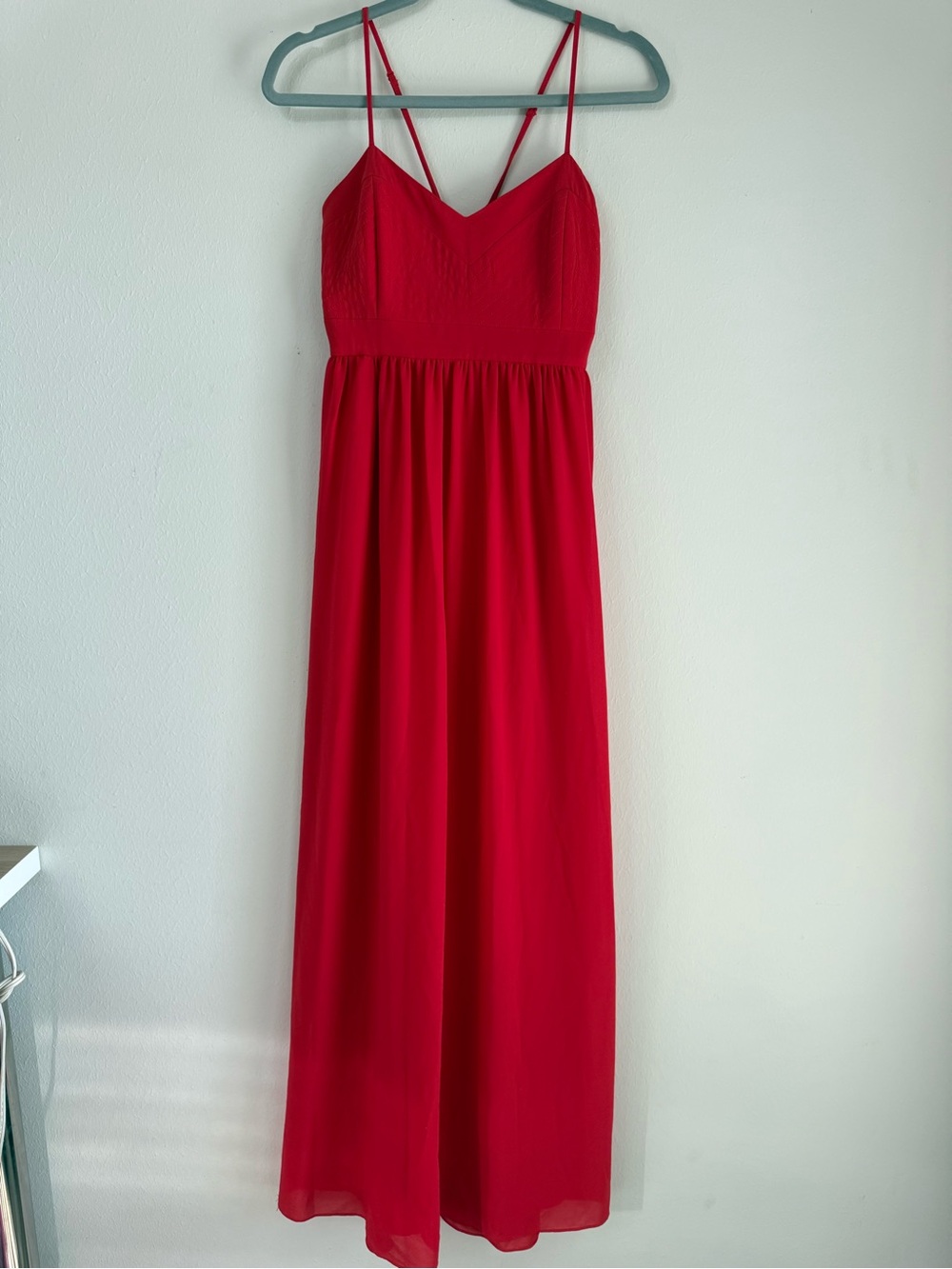 Badgley Mischka Red Spaghetti-Strap Maxi Dress